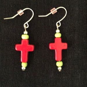 Handcrafted Dangle Cross Earrings